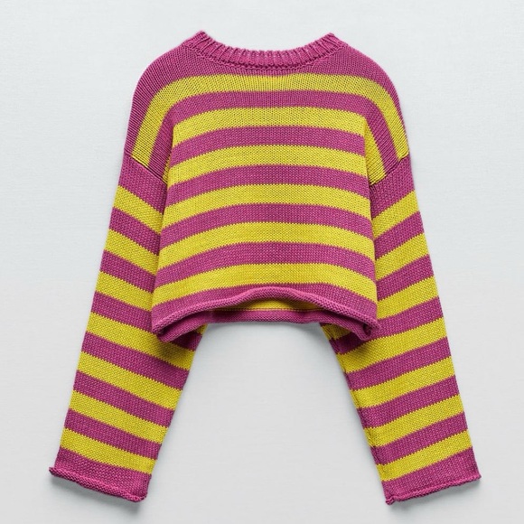 ZARA STRIPPED CROPPED SWEATER - Picture 4 of 7